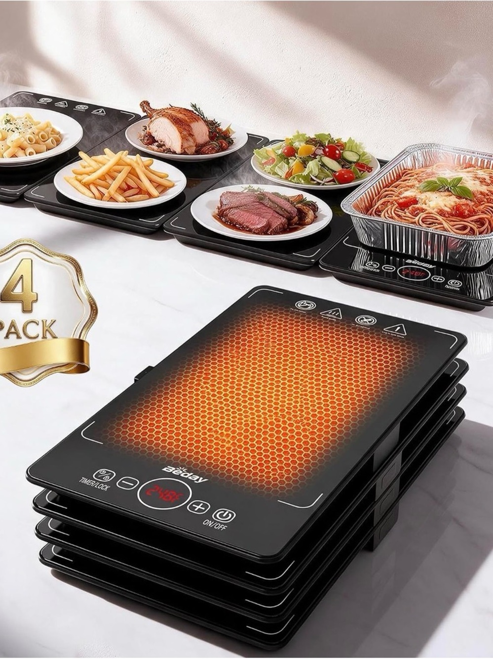 Black Portable Electric Induction Cooktop - 4 Pack